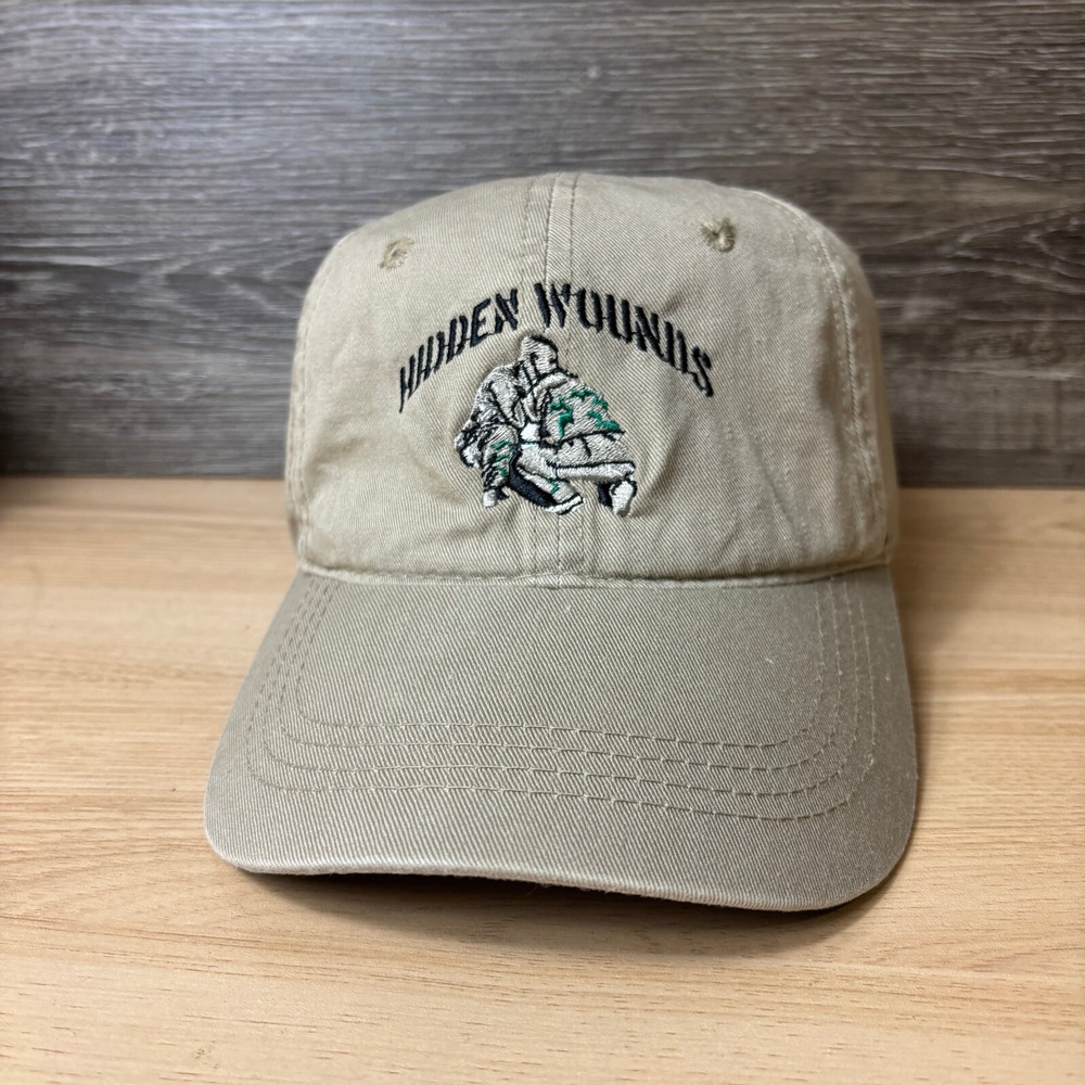 Hidden Wounds Hat Cap Strap Back Brown Adjustable